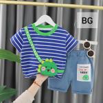 Summer Baby Boys China Imported Cotton Blue Bag Theme Tshirt-Pants Set-BG