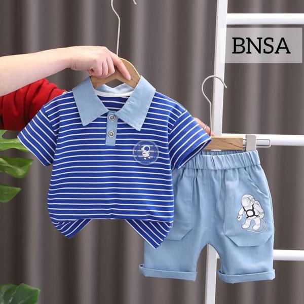 Summer Baby Boys China Imported Cotton Blue Nasa Theme Tshirt-Pants Set-BNSA