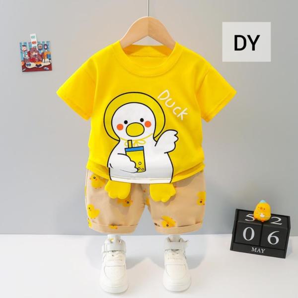 Summer Baby Boys China Imported Cotton Duck Yellow Theme Tshirt-Pants Set-DY