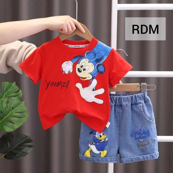 Summer Baby Boys China Imported Cotton Monkey Red Theme Tshirt-Pants Set-RDM