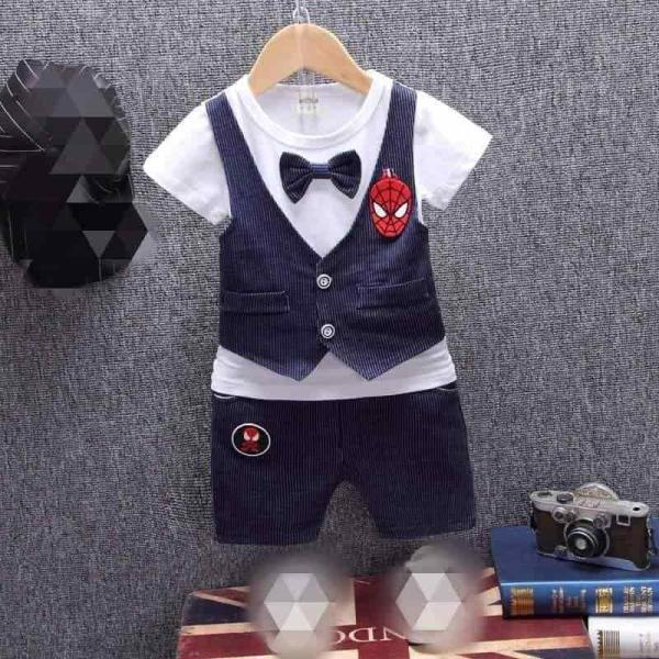 Summer Baby Boys China Imported Cotton Spider Koti Theme Tshirt-Pants Set