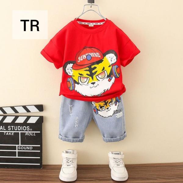 Summer Baby Boys China Imported Cotton Tiger Red Theme Tshirt-Pants Set-TR