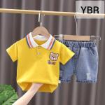 Summer Baby Boys China Imported Cotton Yellow Bear Theme Tshirt-Pants Set