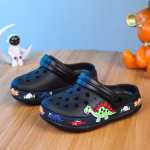 Summer Slippers Boys Soft Breathable Comfort Dinosaur Flip Flop Clog Crocs Black Shoe