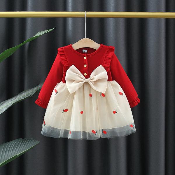 Autumn Winter Fashion Half High Neck Long Sleeved Fluffy Girl Dress-Maroon