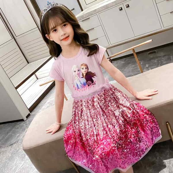 Girls Princess Dress Party Elsa Anna Princess-Purple Elsa