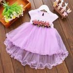 Baby Girls Summer Floral Dress Princess Purple Party