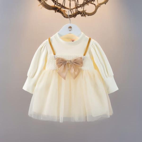 Autumn Winter Fashion Half High Neck Long Sleeved Fluffy Girl Dress-White