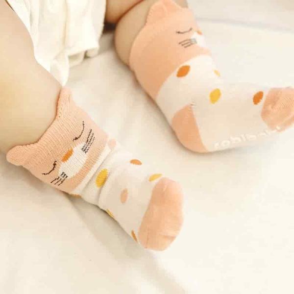 Baby Winter Cotton Pink Cat Socks