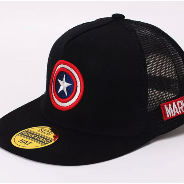 Marvel Disney Captain America Black Flat Baby Hat Hip Hop