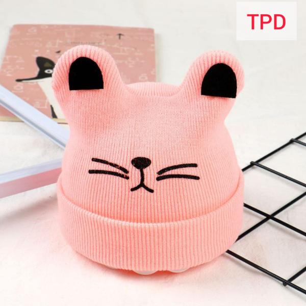Baby Winter Bear Face Pink Hats-TPD