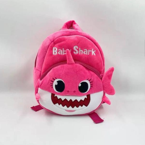 Cute Cartoon Children's PInk Baby Shark Plush Bag