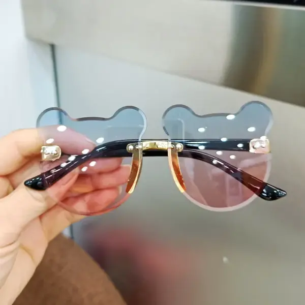 Girls Cute Bear Animal Cartoon UV400 Rimless Sunglasses Outdoor Shade Eyewear