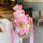 Waterpot Love Pink Cartoon Water Cup Anti Fall Straw 680ml