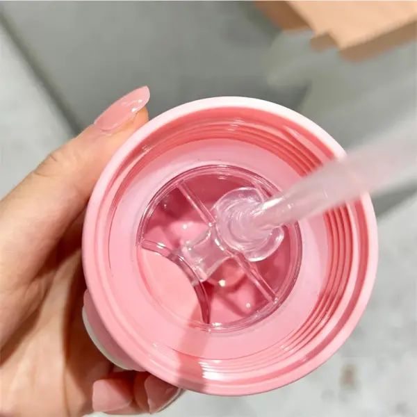 Waterpot Love Pink Cartoon Water Cup Anti Fall Straw 680ml